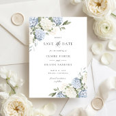 Faire-part de mariage Floral Hydrangea Bleu Poussi
