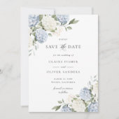 Faire-part de mariage Floral Hydrangea Bleu Poussi (Devant)