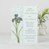 Faire-part de mariage Floral Iris Bleu (Debout devant)