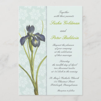 Faire-part de mariage Floral Iris Bleu