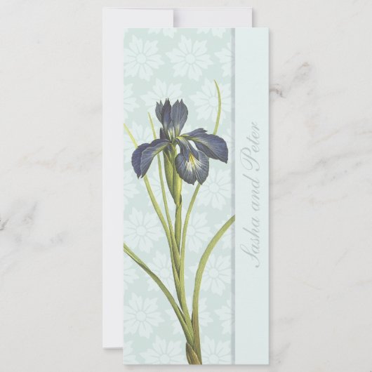 Faire-part de mariage Floral Iris Bleu (Devant)
