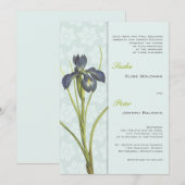 Faire-part de mariage Floral Iris bleu 2 (Devant / Derrière)