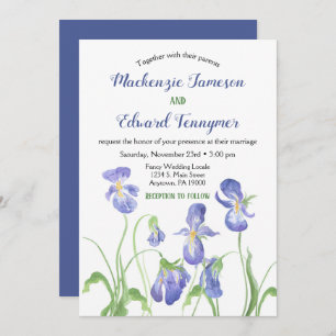 Faire-part de mariage Floral Iris Violet