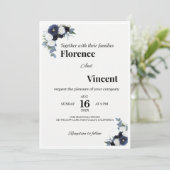 Faire-part de mariage floral ivoire (Debout devant)
