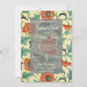 Faire-part de mariage floral japonais vintage