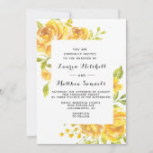 Faire-part de mariage floral jaune (Devant)