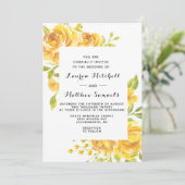 Faire-part de mariage floral jaune (Debout devant)