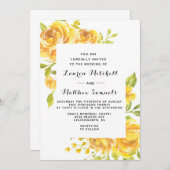Faire-part de mariage floral jaune (Devant / Derrière)