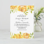 Faire-part de mariage floral jaune (Debout devant)