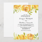 Faire-part de mariage floral jaune (Devant / Derrière)