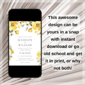 Faire-part de mariage floral jaune