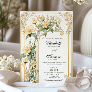 Faire-part de mariage floral jaune