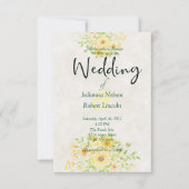 Faire-part de mariage floral jaune aquarelle (Devant)