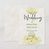 Faire-part de mariage floral jaune aquarelle (Devant / Derrière)