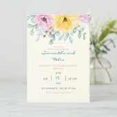 Faire-part de mariage floral jaune et rose (Debout devant)