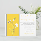 Faire-part de mariage floral jaune, gris, blanc (Debout devant)