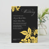 Faire-part de mariage floral jaune/noir moderne (Debout devant)