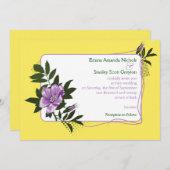Faire-part de mariage floral jaune rose violet (Devant / Derrière)