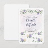 Faire-part de mariage floral lavande (Devant / Derrière)