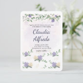 Faire-part de mariage floral lavande (Debout devant)