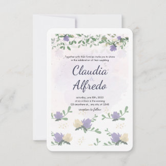 Faire-part de mariage floral lavande