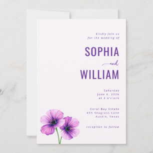 Faire-part de mariage floral lavande serein