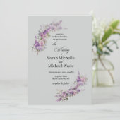 Faire-part de mariage floral lilas (Debout devant)