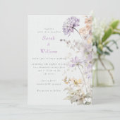 Faire-part de mariage floral lilas romantique (Debout devant)