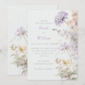 Faire-part de mariage floral lilas romantique (Devant / Derrière)