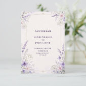 Faire-part de mariage floral lunaire violet (Debout devant)