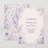 Faire-part de mariage floral lunaire violet (Devant / Derrière)