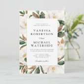 faire-part de mariage floral magnolia moderne (Debout devant)