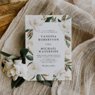 faire-part de mariage floral magnolia moderne