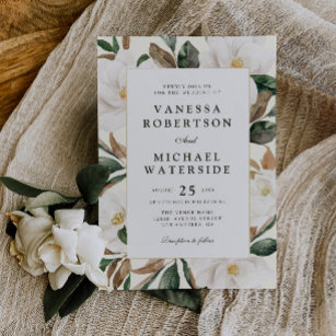 faire-part de mariage floral magnolia moderne