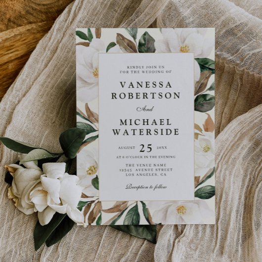 faire-part de mariage floral magnolia moderne