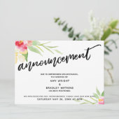 Faire-part de mariage floral manuscrit différé (Debout devant)