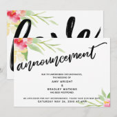 Faire-part de mariage floral manuscrit différé (Devant / Derrière)