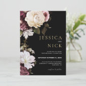 Faire-part de mariage Floral, Mariage Moody foncé (Debout devant)