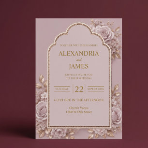 Faire-part de mariage floral mauve