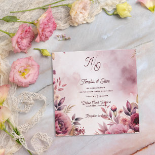 Faire-part de mariage floral mauve éthéré romantiq
