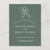 Faire-part de mariage floral minimal vert de la fo (Devant)