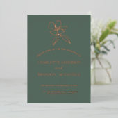 Faire-part de mariage floral minimal vert de la fo (Debout devant)
