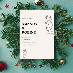 Faire-part de mariage floral minimaliste à main