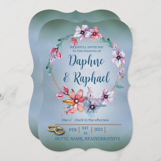 Faire-part de mariage Floral moderne (Devant / Derrière)