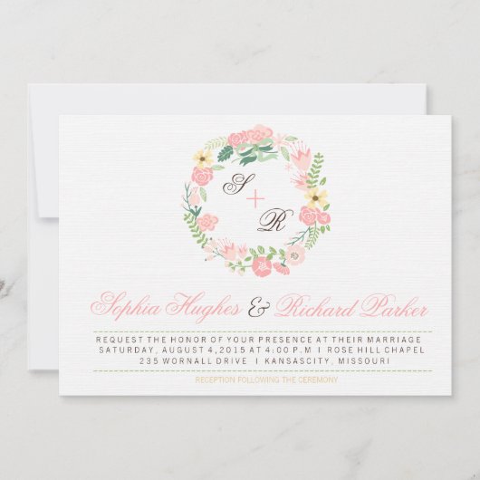 Faire-part de mariage Floral moderne (Devant)