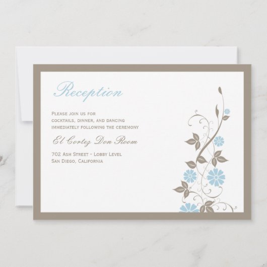 Faire-part de mariage floral moderne - Aqua Blue (Dos)