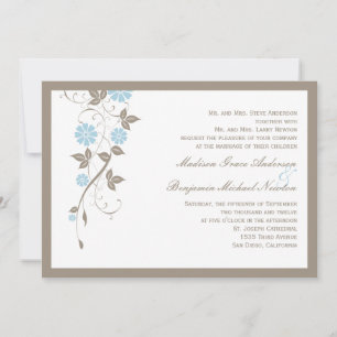 Faire-part de mariage floral moderne - Aqua Blue