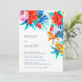 Faire-part de mariage floral moderne coloré (Debout devant)