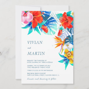 Faire-part de mariage floral moderne coloré