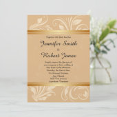 Faire-part de mariage floral moderne de bronze (Debout devant)